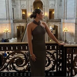 Ronny Kobo Lenox Halter Neckline Gown